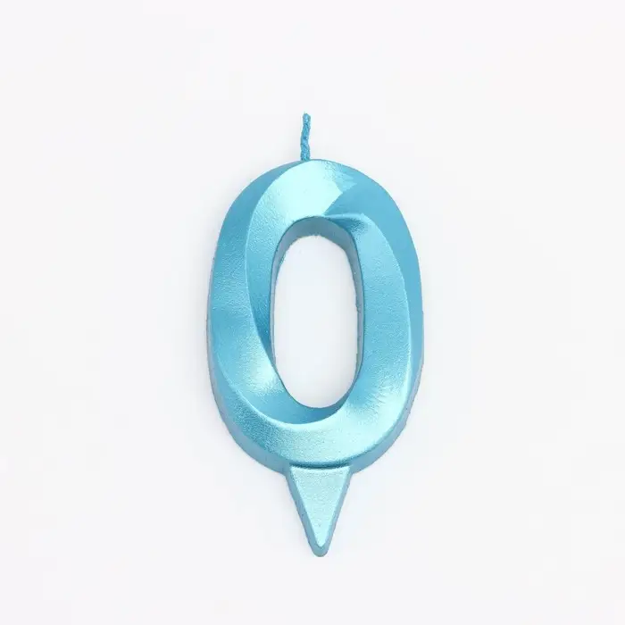 Свеча в торт «Грань», цифра 0, голубой металлик, 6.5 см Свеча в торт «Грань», цифра 0, голубой металлик, 6.5 см
