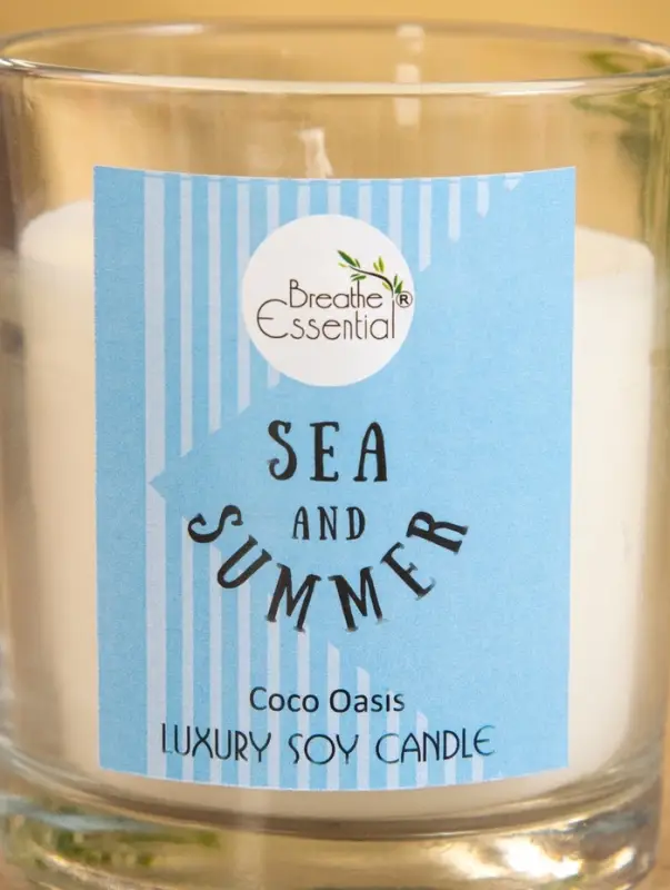 Свеча с кристаллом внутри Sea and Summer "Coco Oasis" кокос, 120 гр