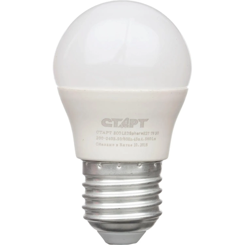 Лампа светодиодная Старт 7W E27 2700k тепл.бел.шар ECO