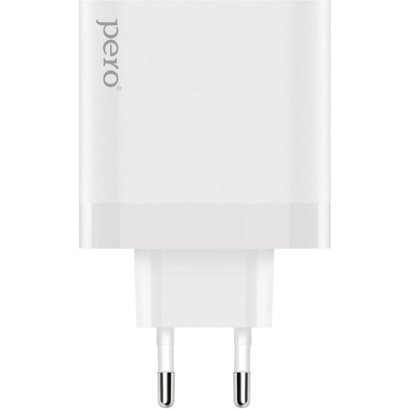 Зарядное устройство сетевое PERO TC17 USB-A QC 3.0 + 2х USB-C PD, 65W белый