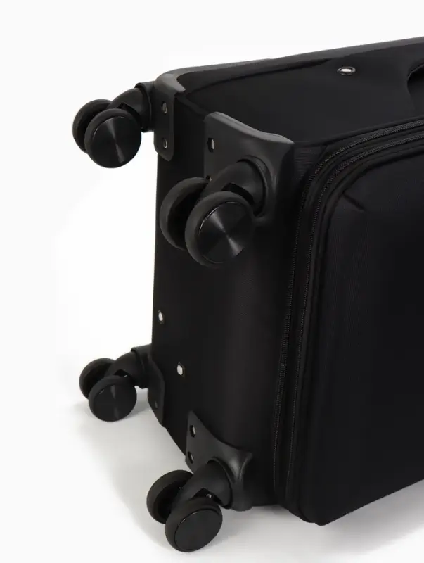 Чемодан на колёсах TEXTURA, кодовый замок, с увеличением, 36&times;25&times;58 см, 20", чёрный