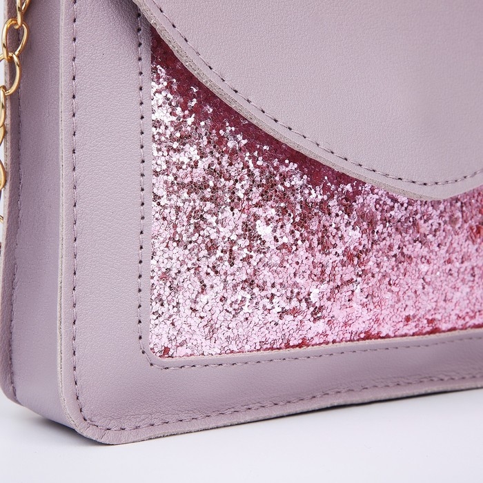 Сумка на ремешке с цепочкой, 19х5х15см, цвет сиреневый Сумка на ремешке с цепочкой, 19х5х15см, цвет сиреневый