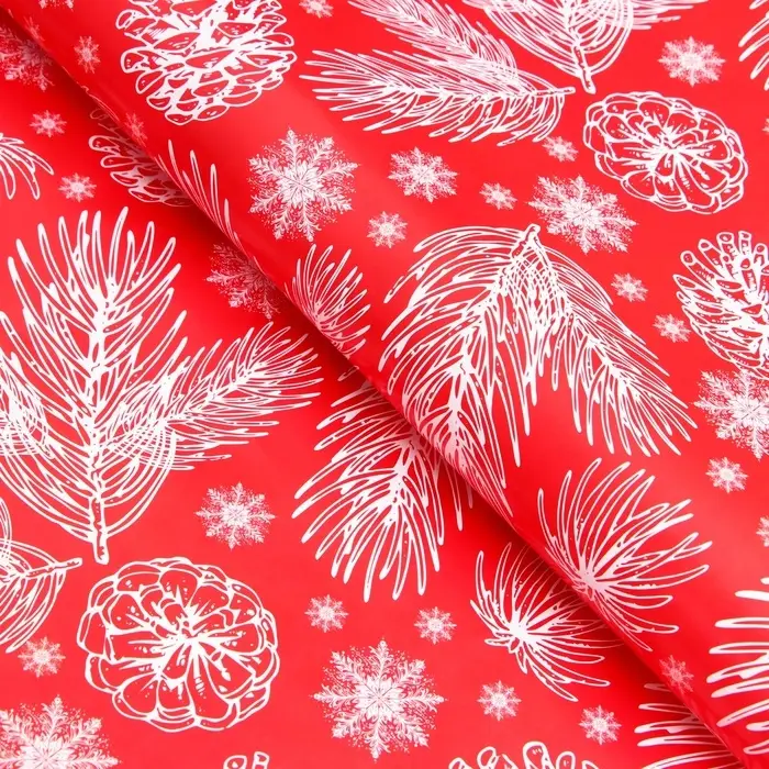 Бумага упаковочная «Снегири», глянец, двусторонняя, 80 г/м² , 70×100 см