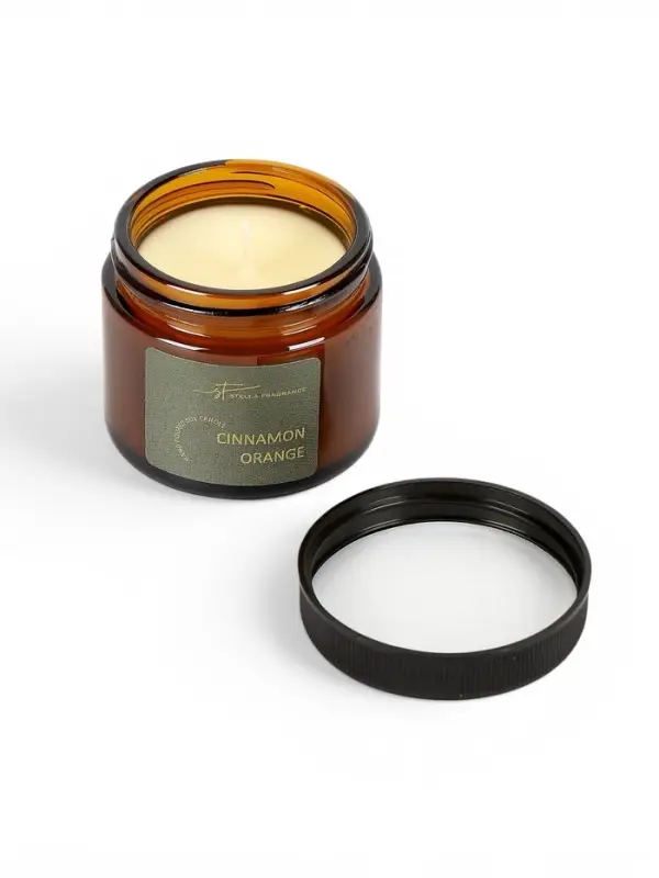 Ароматическая свеча в банке Cinnamon orange, соевый воск, 50 г, апельсин и корица