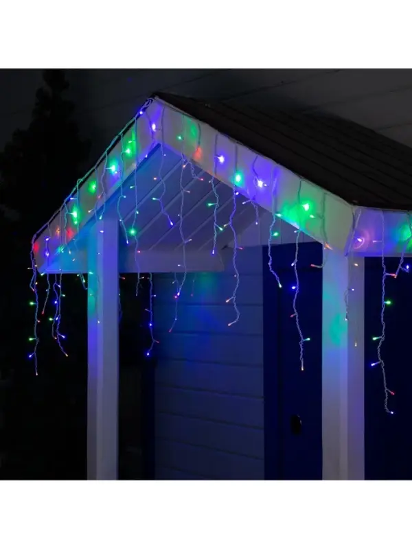 Гирлянда &laquo;Бахрома&raquo; 3&times;0.6 м, IP44, УМС, белая нить, 160 LED, свечение мульти, 220 В