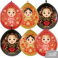 Воздушные шары латексные 12" &laquo;Русский стиль. Матрешки&raquo;, набор 15 шт.