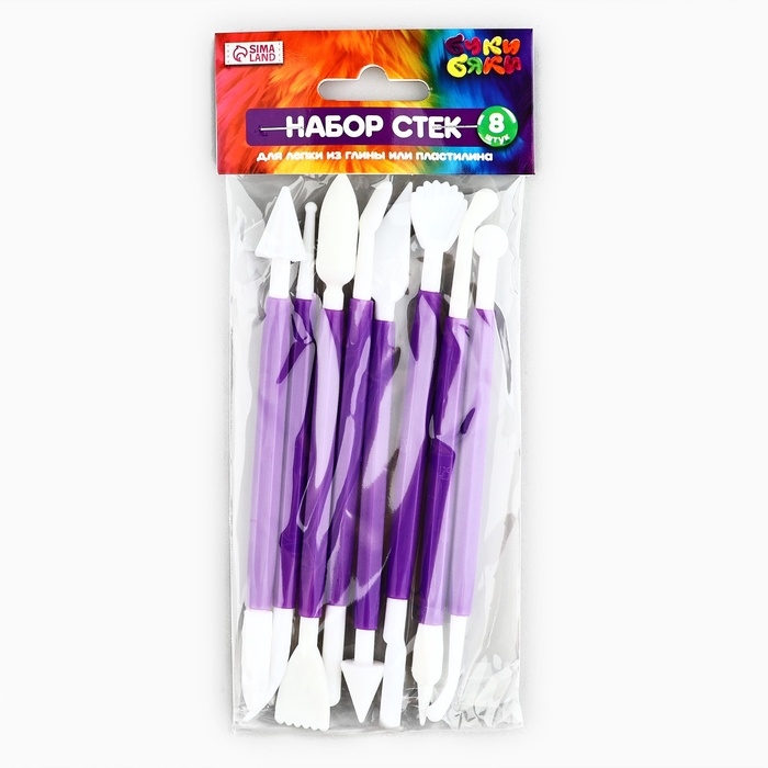 Набор стеков для лепки 8 шт, пластик ТМ Буки Бяки Набор стеков для лепки 8 шт, пластик ТМ Буки Бяки