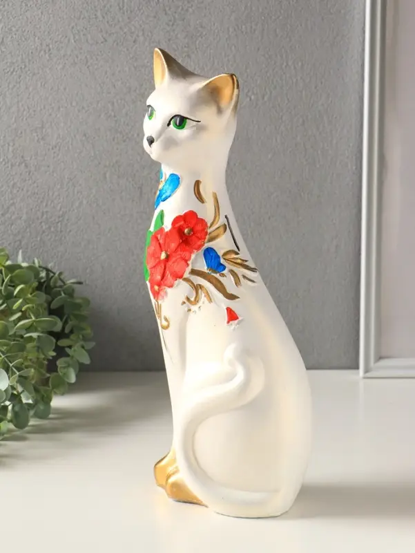 Копилка для денег &laquo;Кошка Светлана&raquo;, гипс, белая, 36&times;15&times;11 см