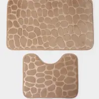 Коврики для ванной и туалета Доляна &laquo;Камни&raquo;, 2 шт., 40&times;50, 50&times;80 см, бежевые