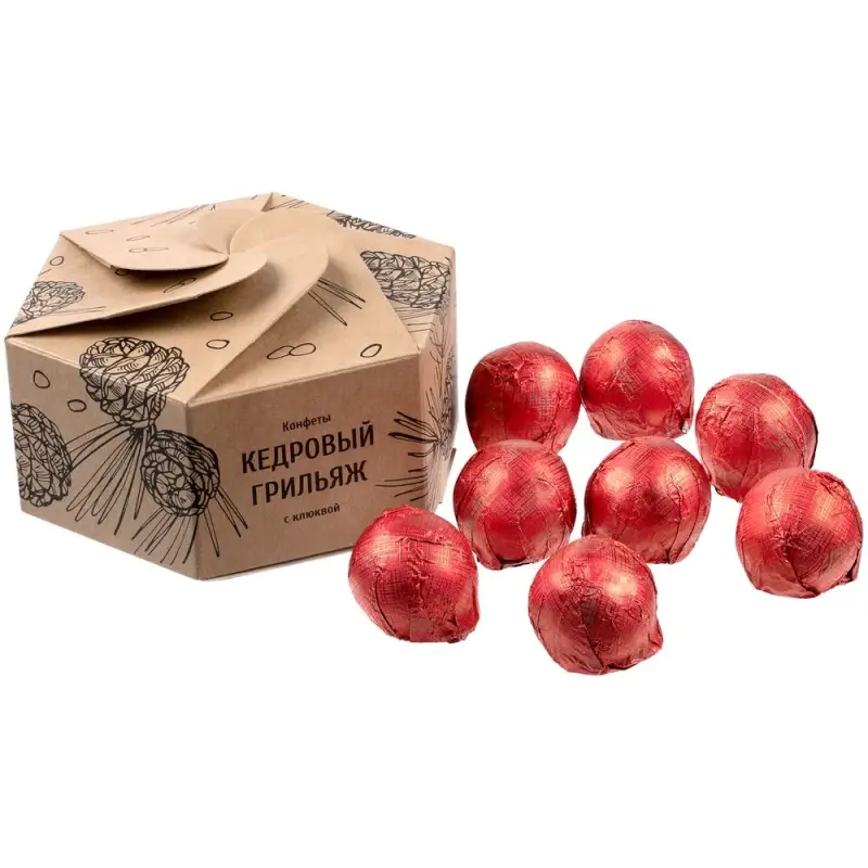 Конфеты «Мягкий кедровый грильяж» с клюквой Конфеты «Мягкий кедровый грильяж» с клюквой