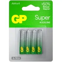 Батарейка алкалиновая GP Super, AAA, LR03-4BL, 1.5 В, блистер, 4 шт.