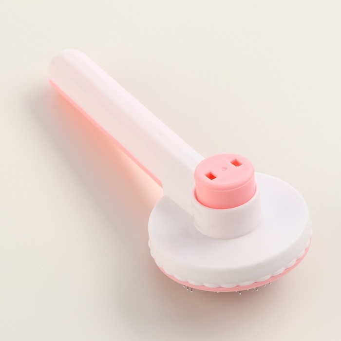 Пуходёрка пластиковая с функцией самоочистки, 7,7 х 19,1 см, розовая Пуходёрка пластиковая с функцией самоочистки, 7,7 х 19,1 см, розовая