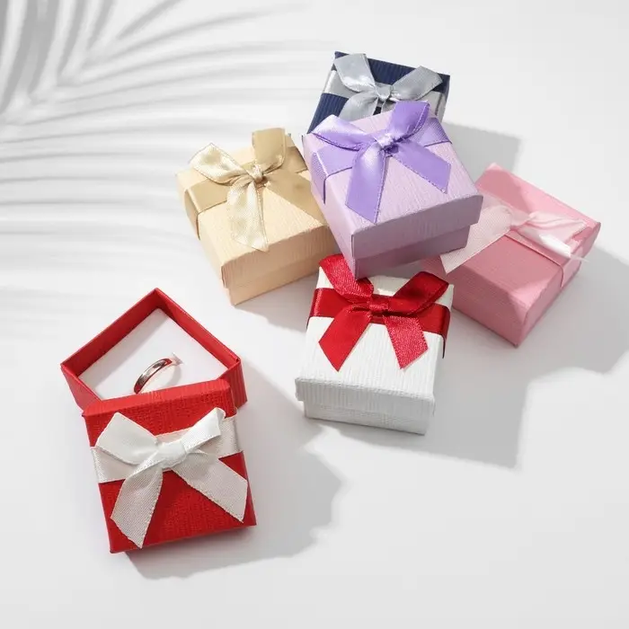 Коробочка подарочная под кольцо/серьги «Моменты», 5×5 (размер полезной части 4.5×4.5 см), МИКС, вставка белая