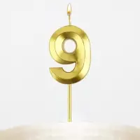 Свеча цифра для торта «9», золото, 2,3 х 8 см
