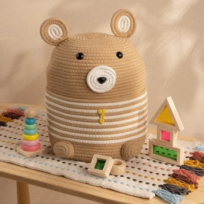 Корзина для игрушек SL Home &laquo;Медведь&raquo;, плетёная, ручной работы, 25&times;26&times;41 см, коричневая
