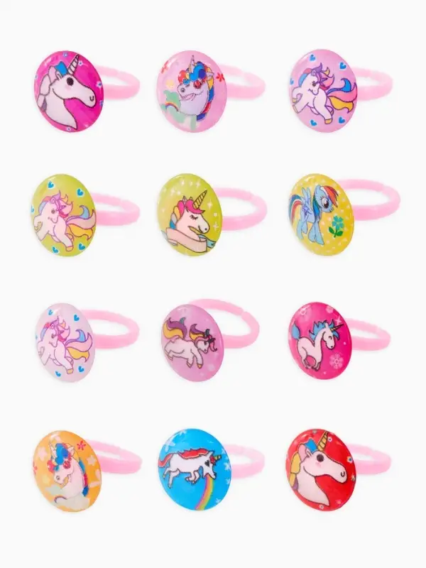 Кольцо &laquo;Выбражулька. Единороги&raquo;, фасовка 100 шт. рисунок МИКС, цвет МИКС, безразмерное