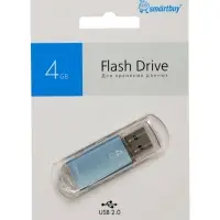 Флешка Smartbuy V-Cut, 4 ГБ, USB 2.0, чтение до 25 Мб/с, запись до 15 Мб/с, синяя