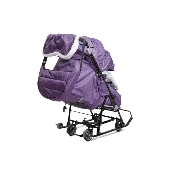 Санки - коляска «Наши детки 6», чехол для ног, муфта, сумка, баклажановый с полосками Санки - коляска «Наши детки 6», чехол для ног, муфта, сумка, баклажановый с полосками