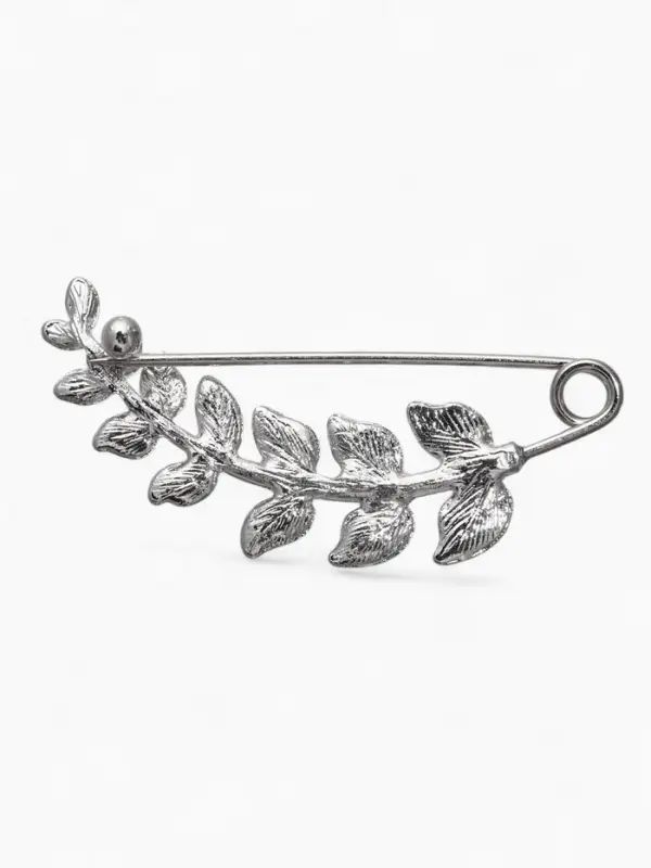 Булавка &laquo;Веточка лиственная&raquo;, 6.5 см, зелёная в серебре