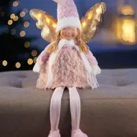 Светодиодная фигура &laquo;Кукла в розовом&raquo; 70 см, текстиль, 6 LED, от батареек AG10&times;3, свечение тёплое белое