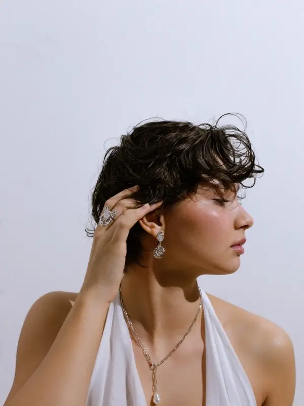 Цепь с подвеской &laquo;Жемчужина&raquo;, вытянутое звено, L=45 см, белая в серебре