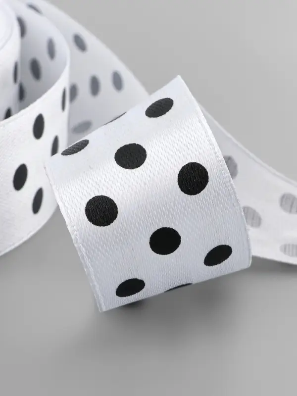 Лента атласная &laquo;Горох&raquo;, 25 мм, 23&plusmn;1 м, белая №001