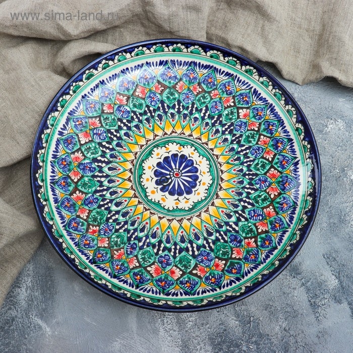 Ляган Риштанская Керамика "Узоры", 31 см, синий