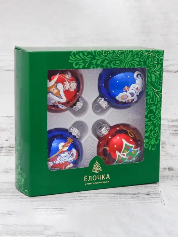 Набор новогодних шаров &laquo;Презент&raquo;, 4 шт., d=6 см