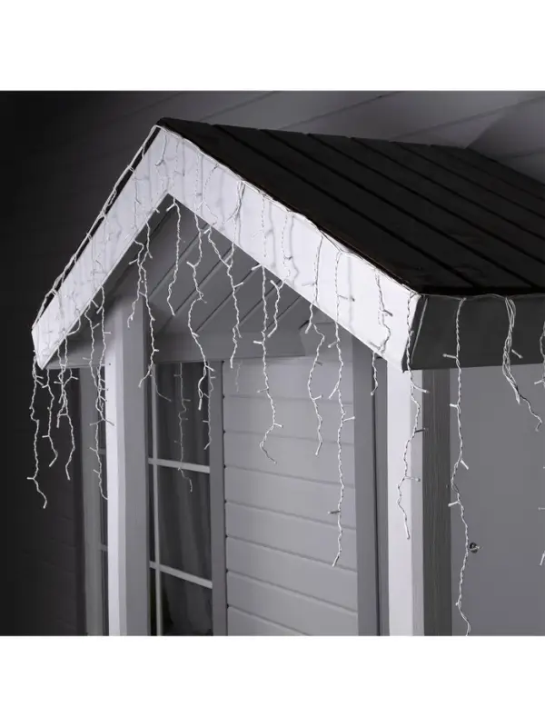 Гирлянда &laquo;Бахрома&raquo; 3&times;0.6 м, IP44, УМС, белая нить, 160 SMD-LED, свечение белое, 220 В