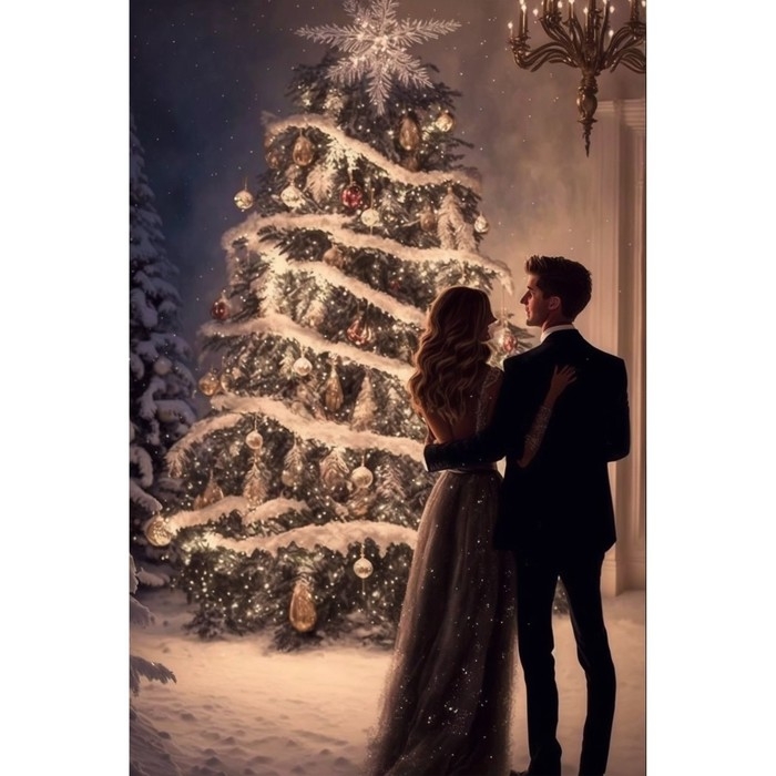 Алмазная мозаика на новый год с частичным заполнением с подрамником «Новогодняя ночь», 20 х 30 см, с гирляндой, новогодний набор для творчества Алмазная мозаика на новый год с частичным заполнением с подрамником «Новогодняя ночь», 20 х 30 см, с гирляндой, новогодний набор для творчества