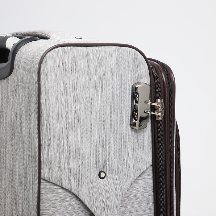 Чемодан большой 95 л (L), отдел на молнии, с расширением, кодовый замок, 4 колеса, наружный карман, цвет серый Чемодан большой 95 л (L), отдел на молнии, с расширением, кодовый замок, 4 колеса, наружный карман, цвет серый