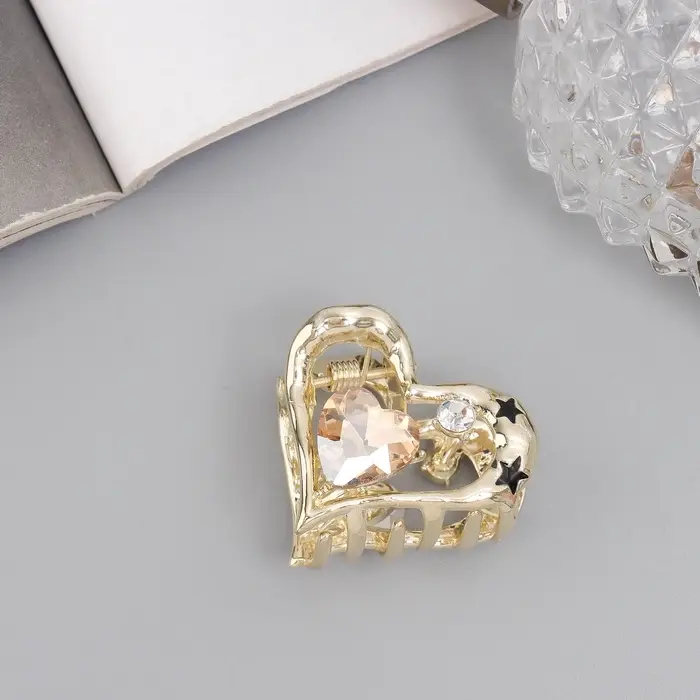 Крабик для волос &laquo;Эйвери стиль&raquo;, сердце, 3 см, золотистый