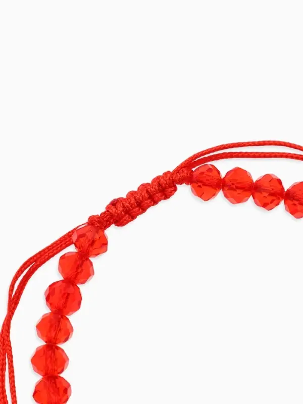 Браслет-оберег &laquo;Красная нить&raquo;, рука счастья Хамса, хрусталики, синий в чернёном серебре, d=8 см