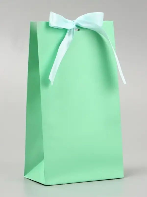 Пакет подарочный с лентой «Бирюзовый» 13×23×7 см, 1 шт.