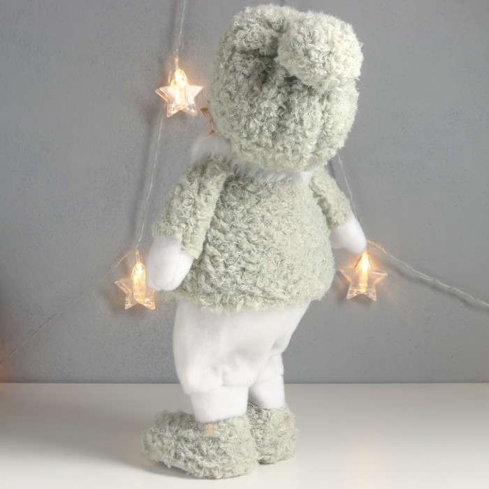 Кукла интерьерная Кукла интерьерная "Мальчишка-пухляш в шапке с бомбошкой, зимний наряд" 40х22х13 см