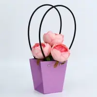 Сумка для цветов тиснение сиреневая влагостойкая, 12&times;12 - 8&times;8 - 12.5 см