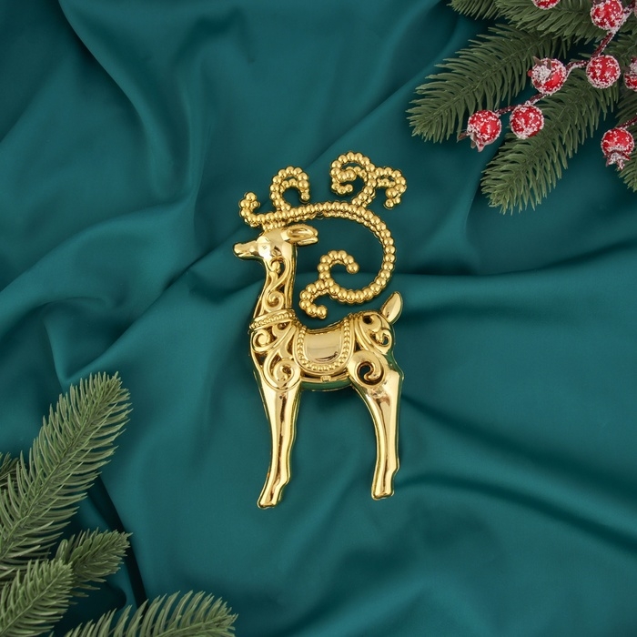 Украшение ёлочное Украшение ёлочное "Олень с рогами из бусин" 16х7,5 см, золото
