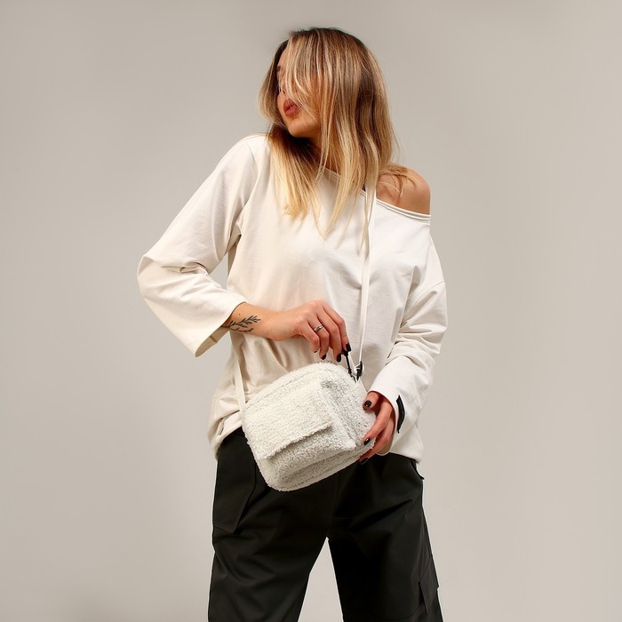 Плюшевая сумка тедди кросс-боди, белая