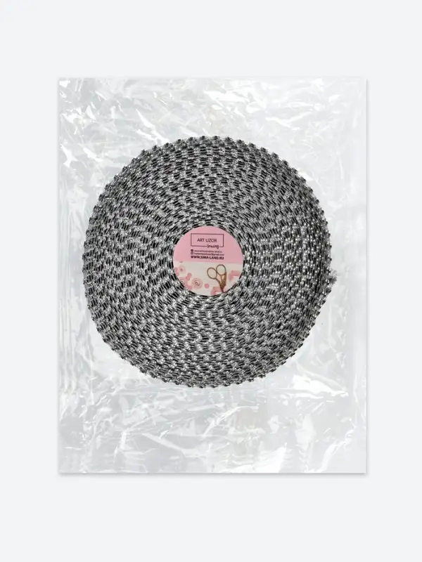 Лента с имитацией страз, 4 см, 9&plusmn;1 м, цвет серебряный