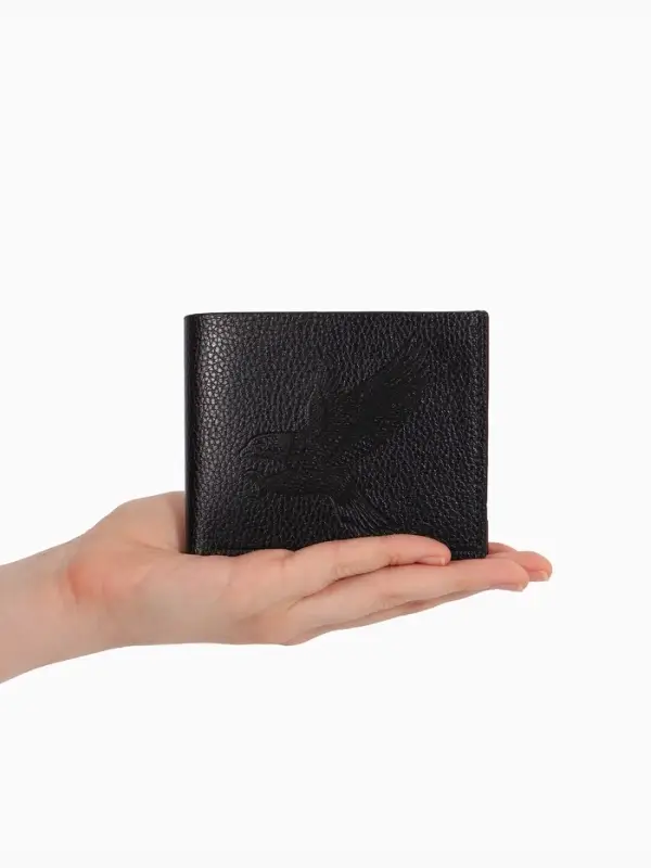 Портмоне мужское без застёжки, отдел для купюр, монет и карт, чёрное