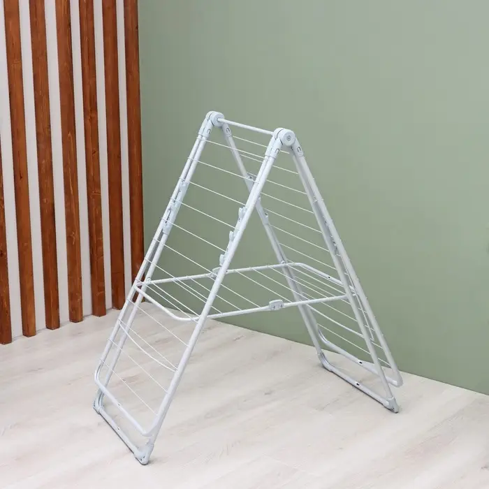 Сушилка для белья напольная складная, рабочая длина 21 м, цвет матовый серый