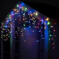 Гирлянда &laquo;Бахрома&raquo; 3&times;0.6 м, IP65, УМС, белая нить каучук, 108 LED, свечение мульти, 220 В