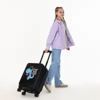 Чемодан детский 32 л (S), отдел на молнии, 4 колеса, цвет чёрный