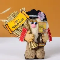 Фигурка - оберег &laquo;Домовой. Кузя в кепке, с метлой и подковой&raquo;, 23&times;25&times;13 см, МИКС