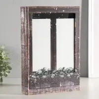 Шкатулка - книга световая &laquo;Вид на город из окна&raquo;, дерево, искусственная кожа, 28&times;19&times;6 см