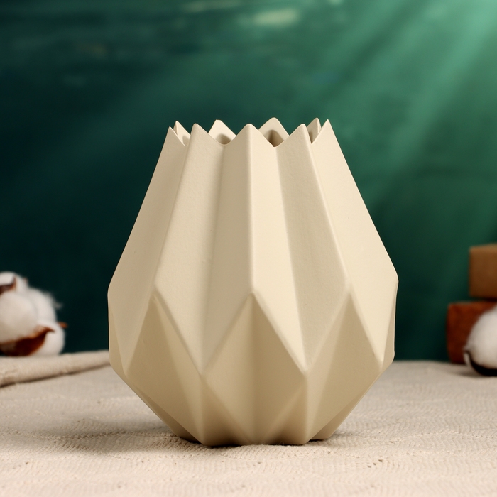 Кашпо - ваза  Кашпо - ваза "Треугольники" 13х13х14см, белое