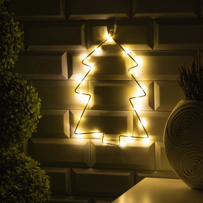 Светодиодная фигура «Ёлка» 20 × 29 см, металл, батарейки ААх2 (не в комплекте), свечение тёплое белое Светодиодная фигура «Ёлка» 20 × 29 см, металл, батарейки ААх2 (не в комплекте), свечение тёплое белое