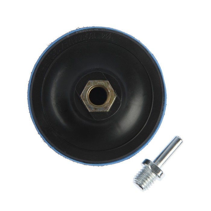 Насадка с липучкой для дрели и УШМ ТУНДРА, М14, с адаптером, твердая, 100 мм Насадка с липучкой для дрели и УШМ ТУНДРА, М14, с адаптером, твердая, 100 мм