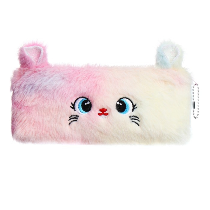 Пенал школьный меховой на молнии Calligrata Пенал школьный меховой на молнии Calligrata "Мышка", микс