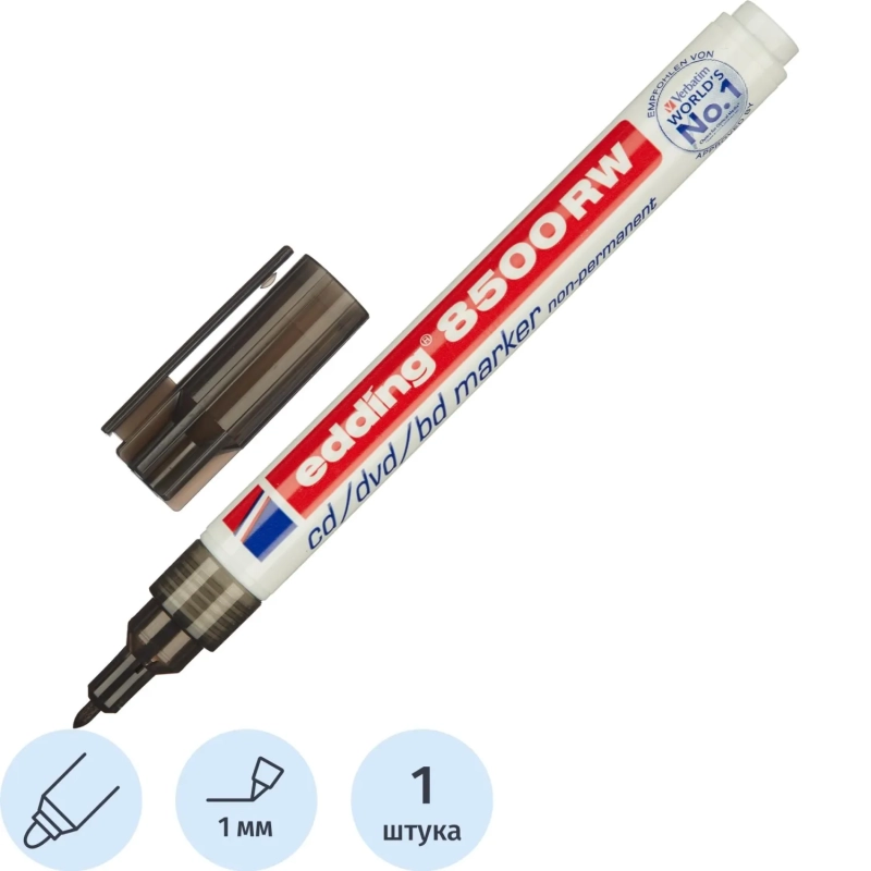 Маркер для CD EDDING E-8500/1 стираемый, черный, 1мм